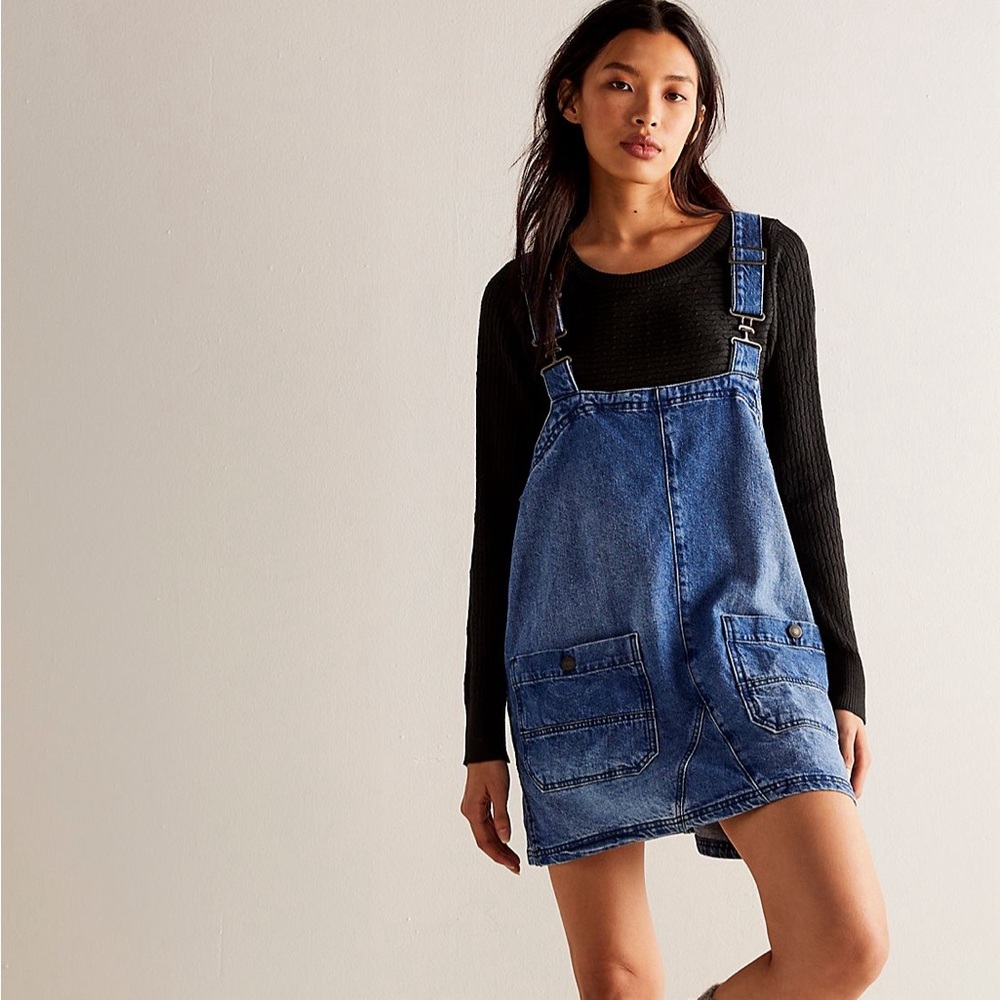 Free People Overall Smock Mini Top Pinafore XS